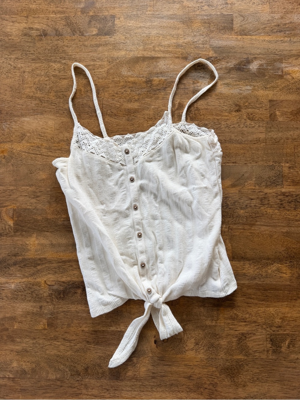 Mudd White Lace-Trim Tie Front Cami